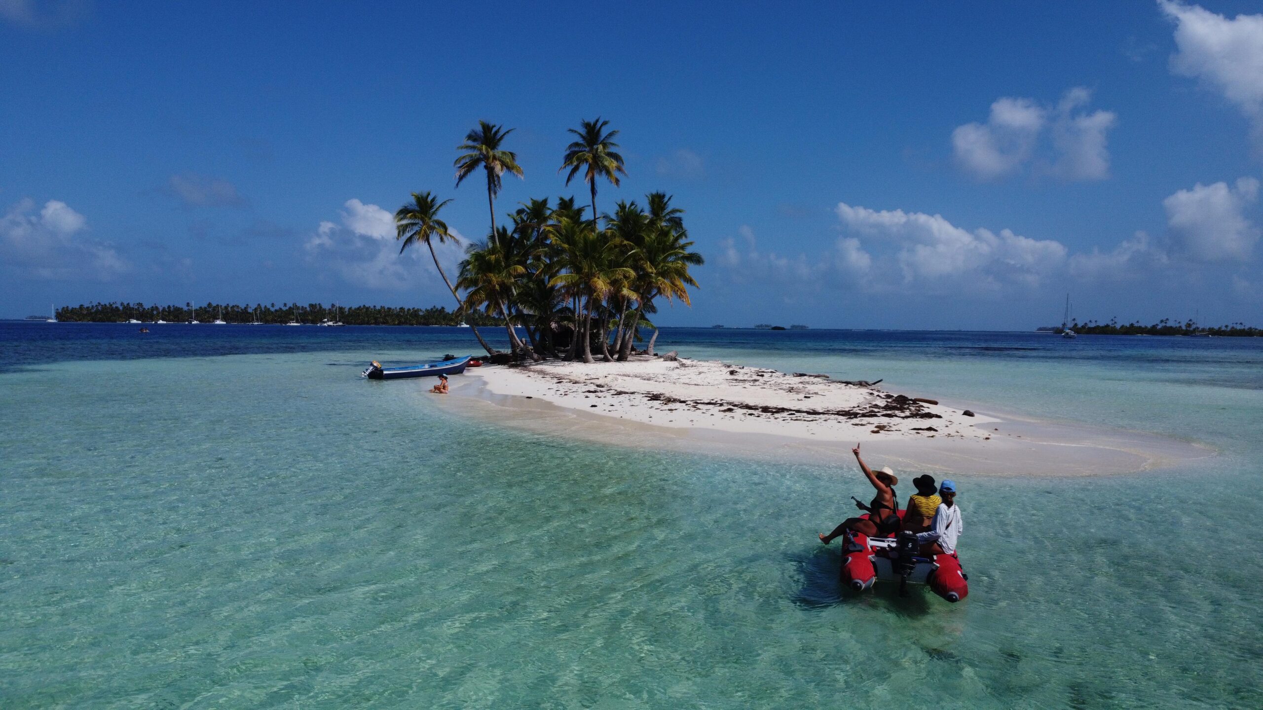 Sailboat anchored in a remote San Blas bay