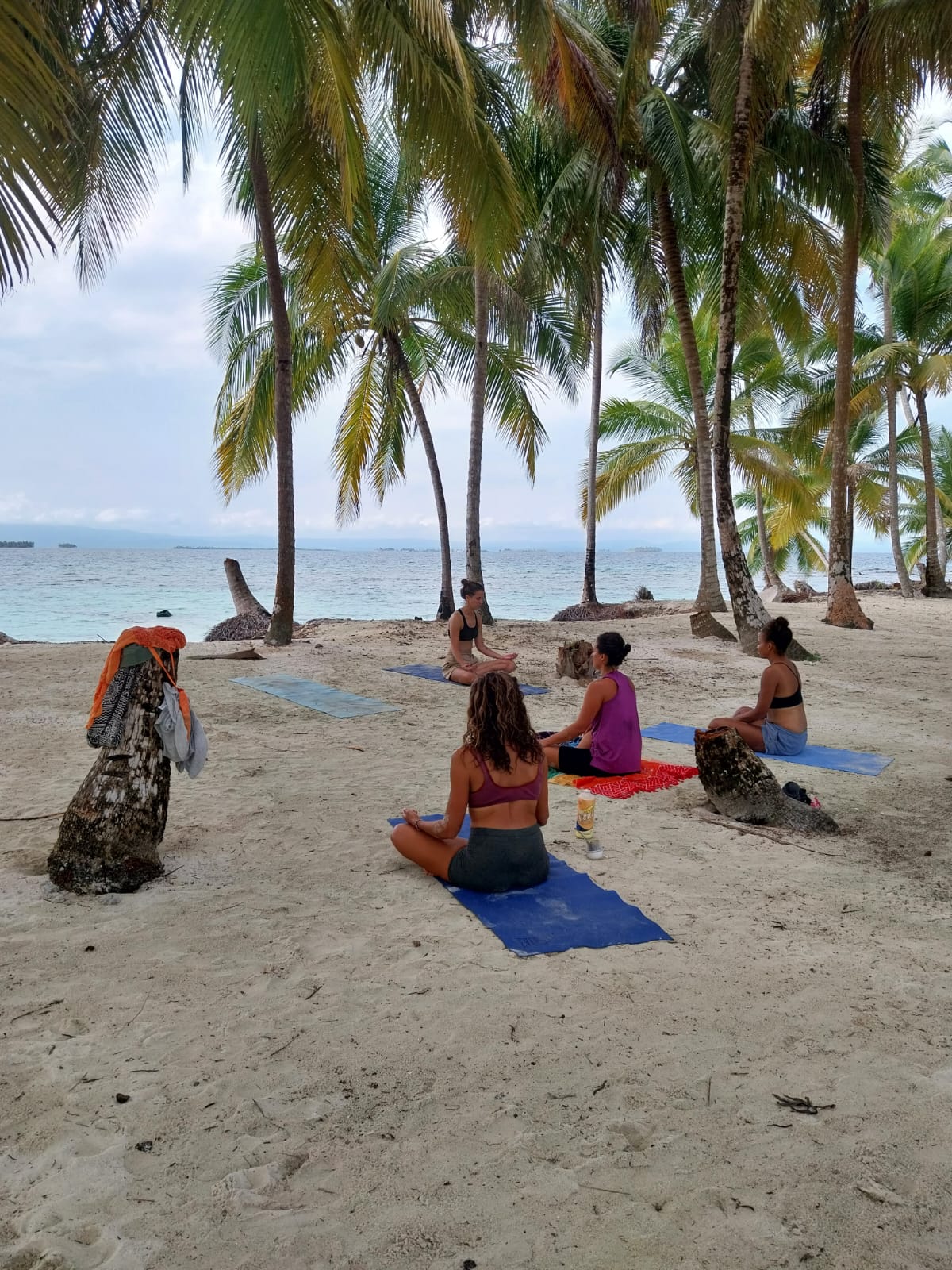 Yoga practice on a secluded beach in San Blas